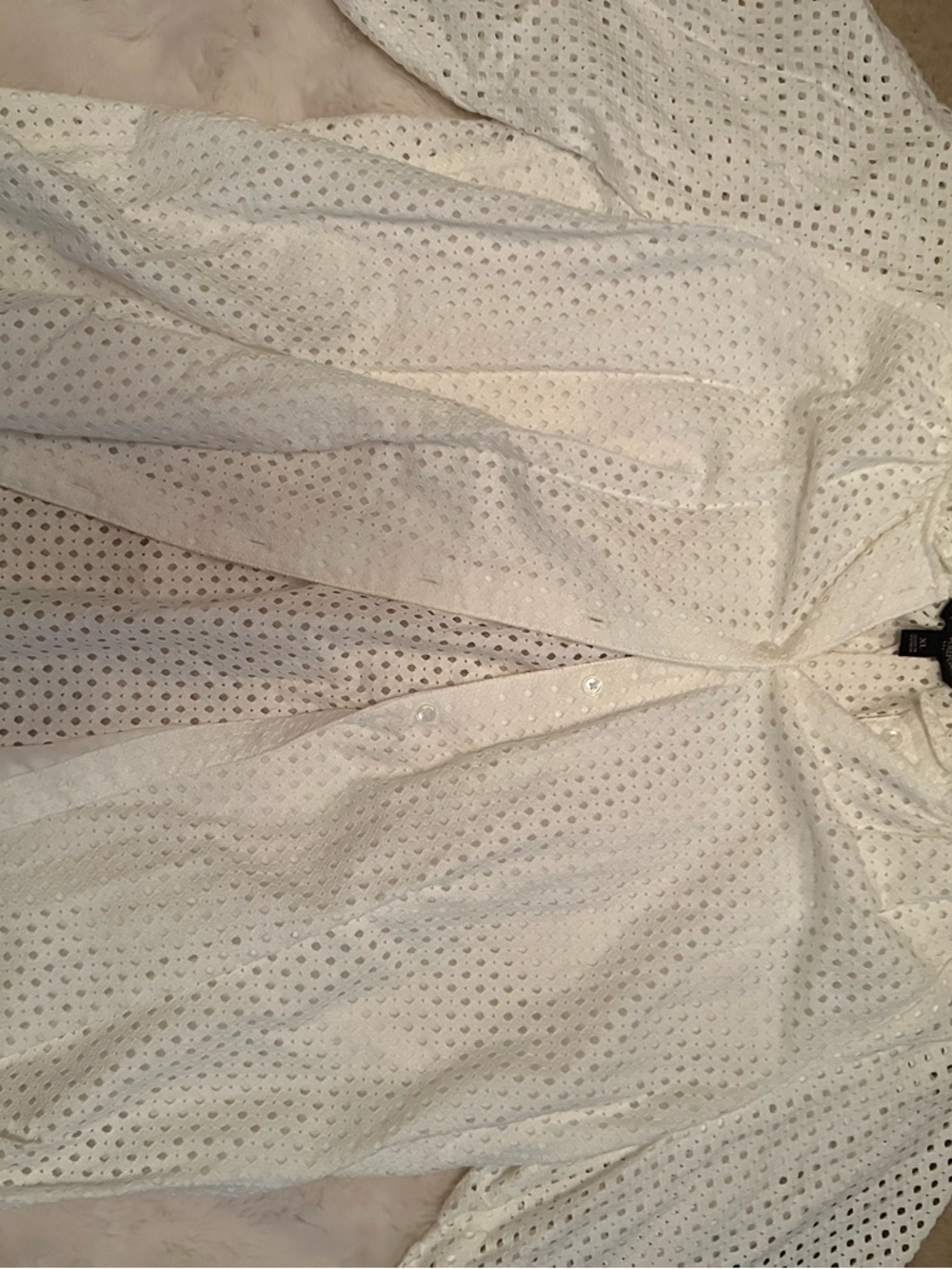 Banana Republic White Eyelet Button Front Top